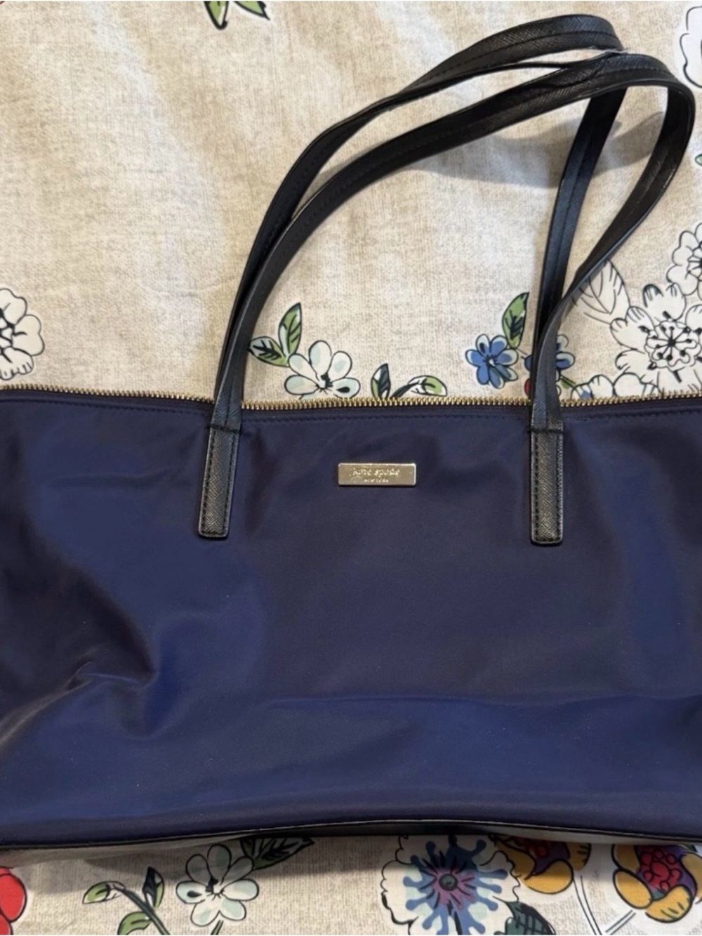 kate spade Navy and Black Tote with Gold Trim